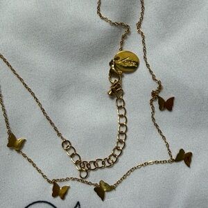 Waterproof Gold Plated Stainless Steel Butterfly Charm Necklace